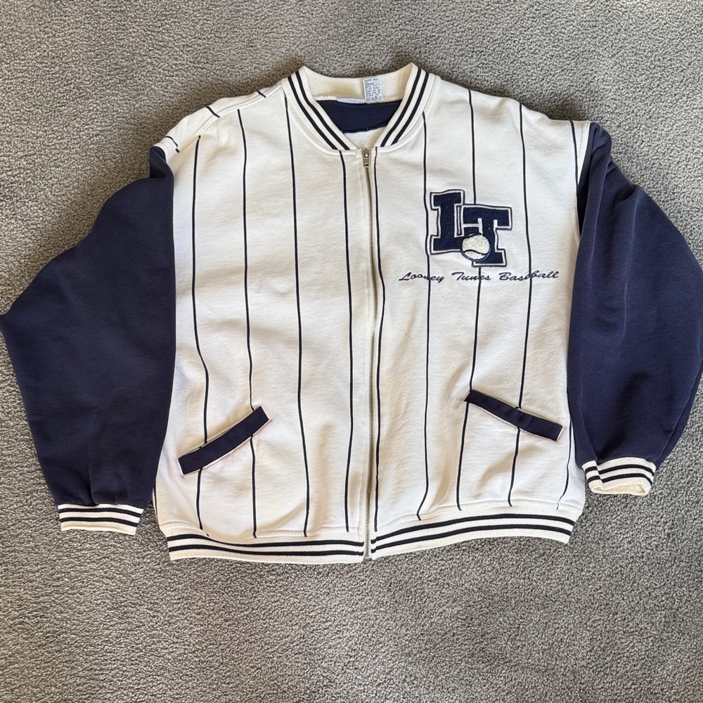 RARE! Looney Tunes ACME Baseball National All-Stars Jacket. Navy/Cream. Size XL